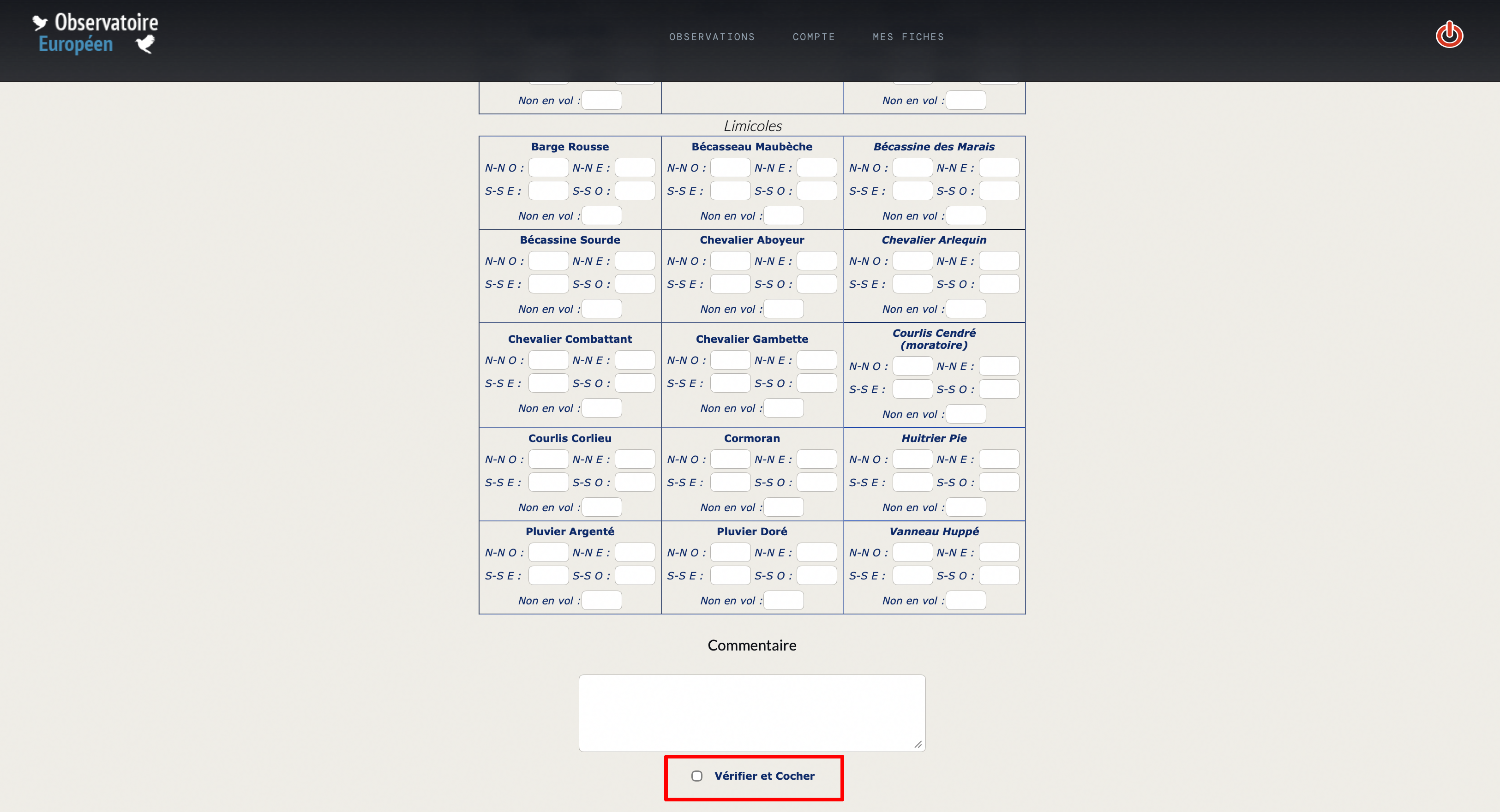 Fiche de terrain